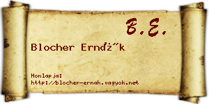 Blocher Ernák névjegykártya